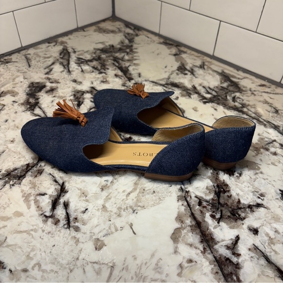 Talbots Spring Sienna Frannie D'orsay blye denim tassel loafers women's size 7.5 - Picture 3 of 7